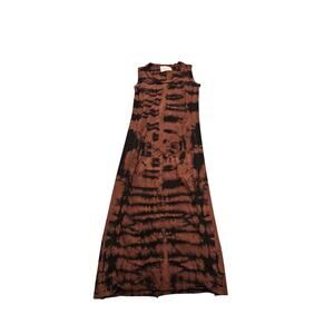 Raw Earth Wild Sky Tie Dye Maxi Dress Small Brown Black Cotton Sleeveless